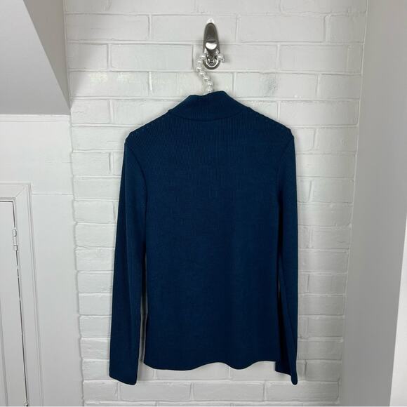 Lularoe Blue Ribbed Mock Neck Lightweight Knit Long Sleeve Size S - Picture 7 of 8